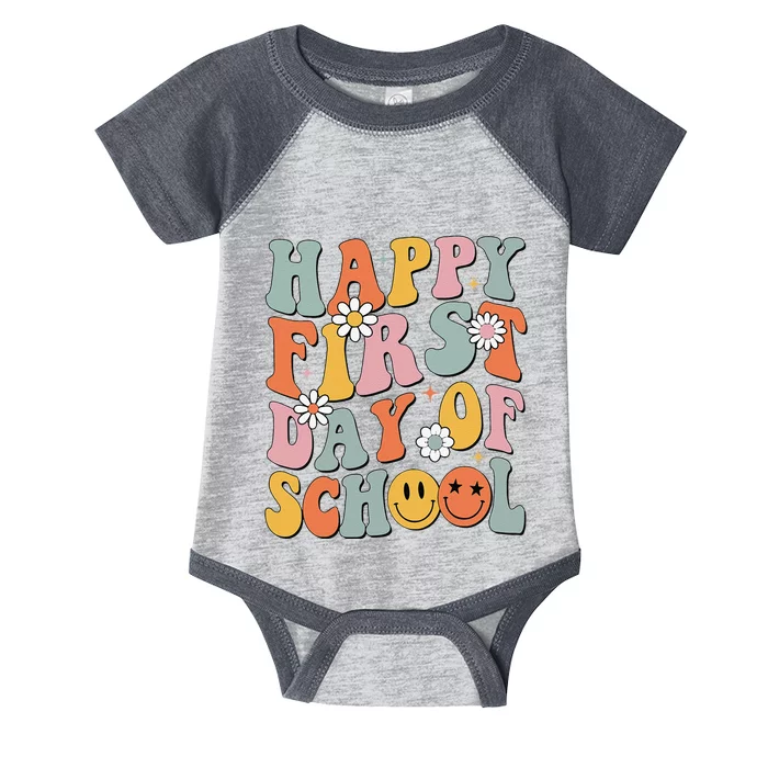 Happy First Day Of School Teachers Back To School Infant Baby Jersey Bodysuit