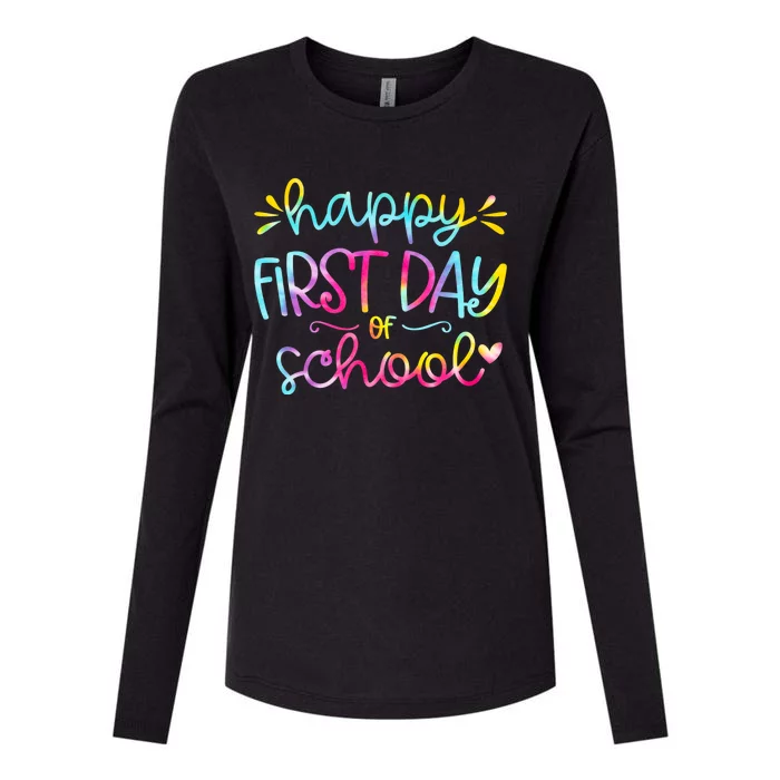 Happy First Day Of School Back To School Womens Cotton Relaxed Long Sleeve T-Shirt