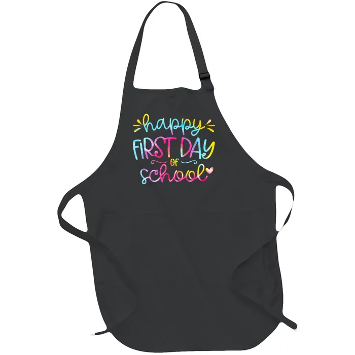 Happy First Day Of School Back To School Full-Length Apron With Pocket