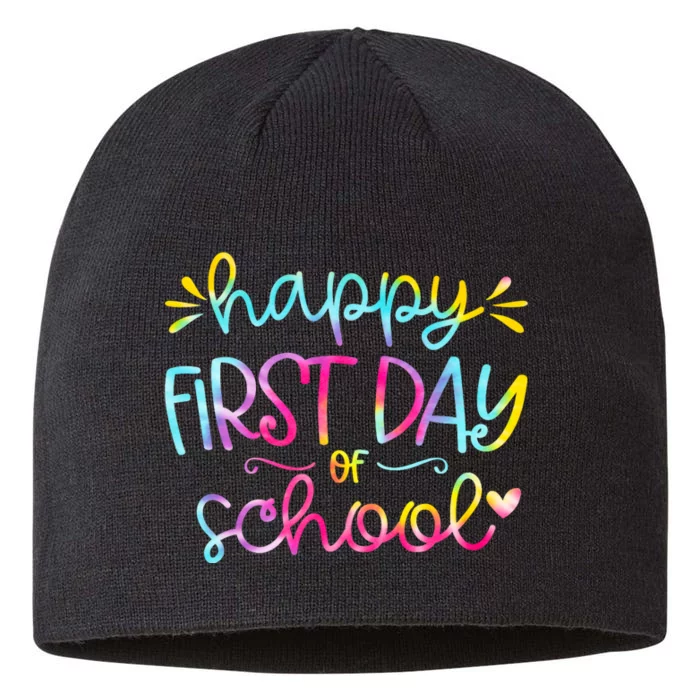 Happy First Day Of School Back To School 8 1/2in Sustainable Knit Beanie