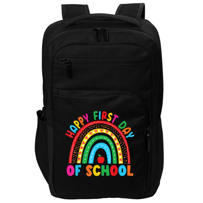 Happy First Day Of School Teacher Back To School Boy Girl Impact Tech Backpack