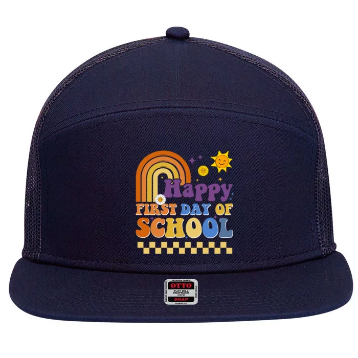 Happy First Day Of School 7 Panel Mesh Trucker Snapback Hat