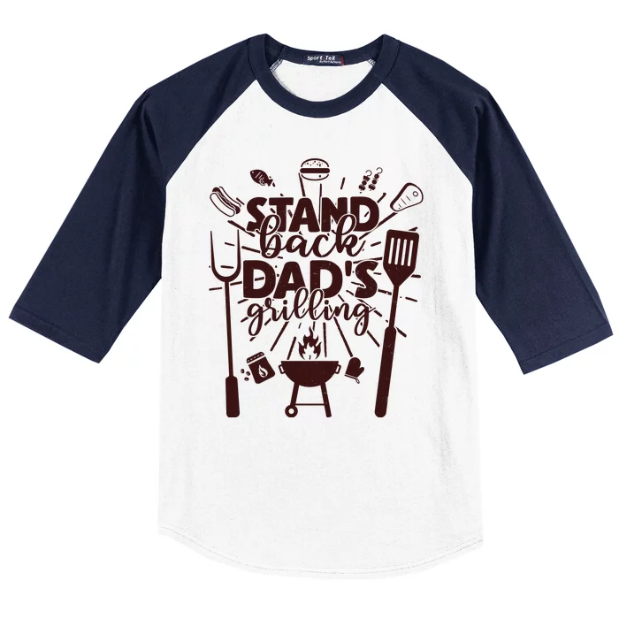 Happy Father's Day Stand Back Dad's Grilling Baseball Sleeve Shirt