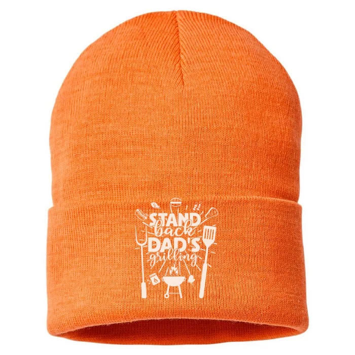 Happy Father's Day Stand Back Dad's Grilling Sustainable Knit Beanie