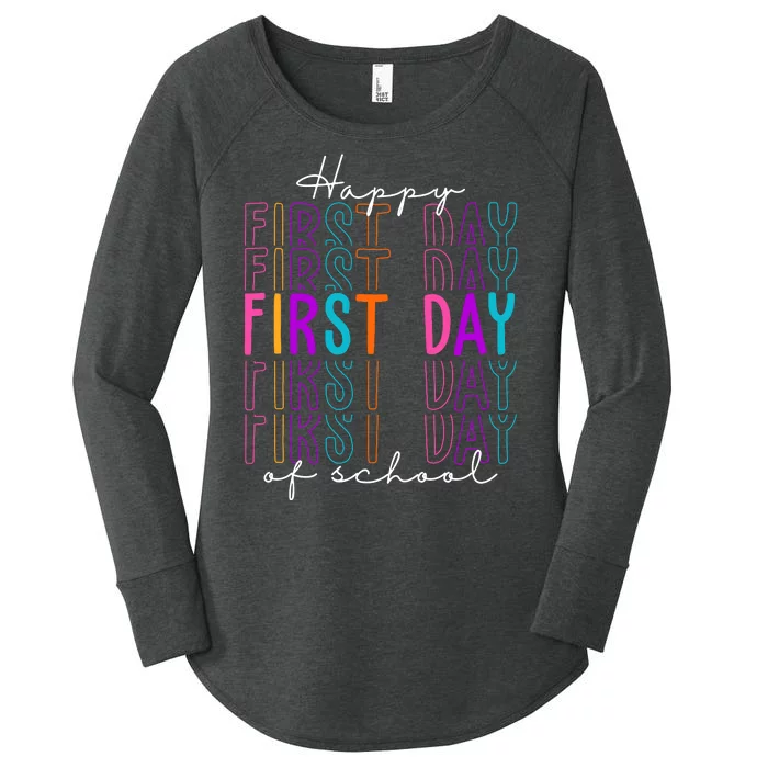 Happy First Day Of School Colorful Women's Perfect Tri Tunic Long Sleeve Shirt