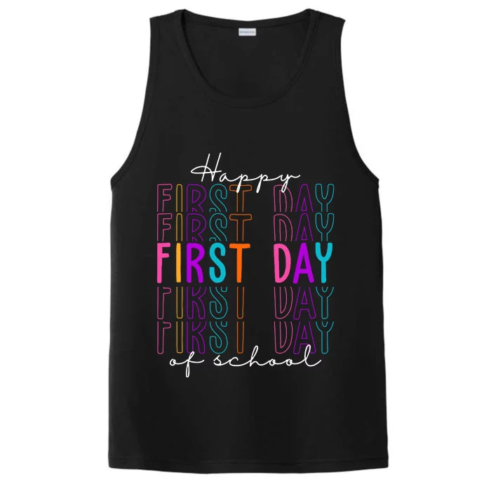 Happy First Day Of School Colorful Performance Tank