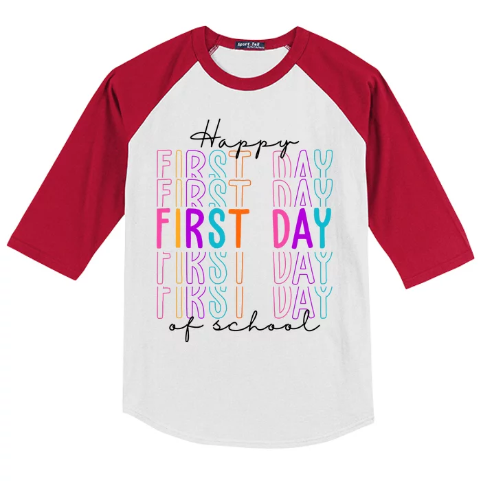 Happy First Day Of School Colorful Kids Colorblock Raglan Jersey