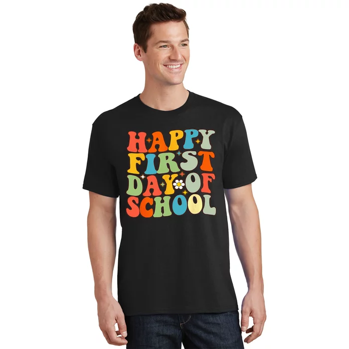 Happy First Day Of School Groovy Back To School Floral T-Shirt