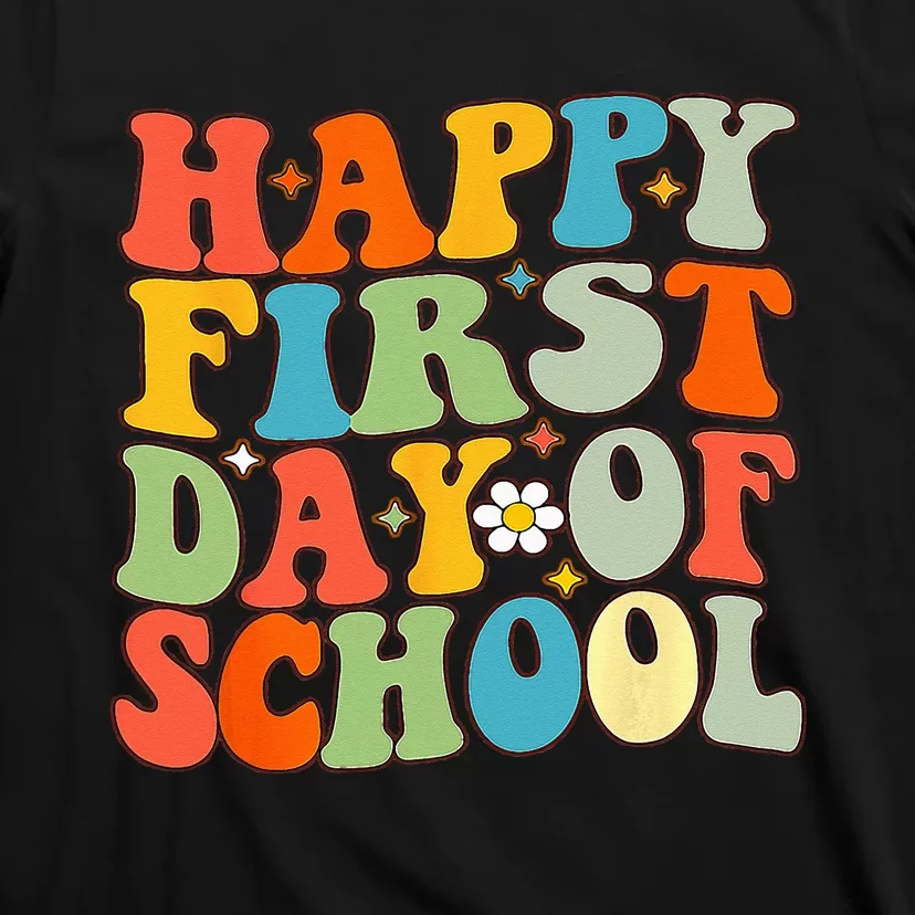 Happy First Day Of School Groovy Back To School Floral T-Shirt