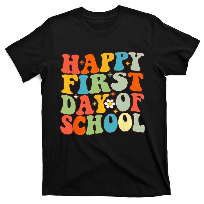 Happy First Day Of School Groovy Back To School Floral T-Shirt