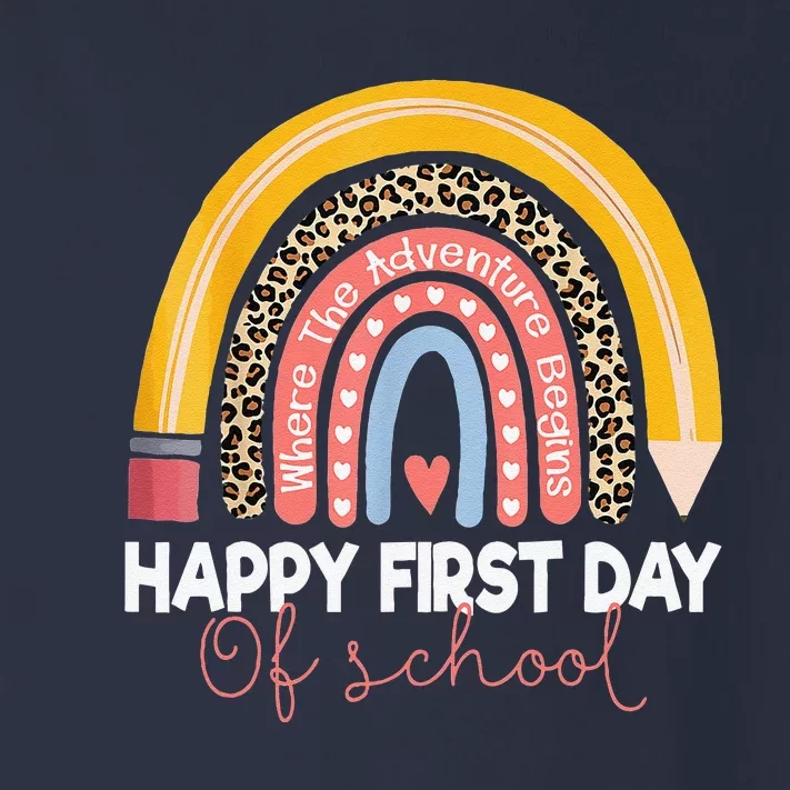 Happy First Day Of School Rainbow Leopard Teacher Student Toddler Long Sleeve Shirt