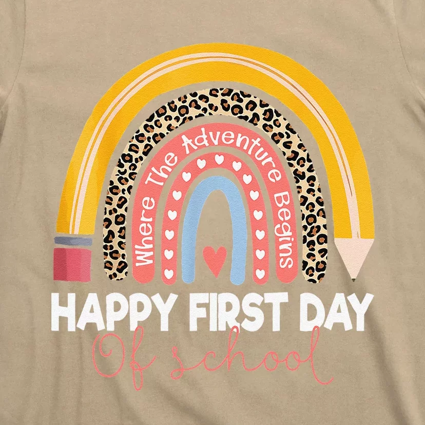 Happy First Day Of School Rainbow Leopard Teacher Student T-Shirt