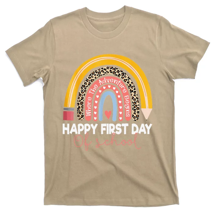 Happy First Day Of School Rainbow Leopard Teacher Student T-Shirt