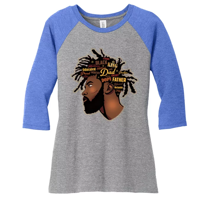 Happy Father's Day Black African American Dad Women's Tri-Blend 3/4-Sleeve Raglan Shirt