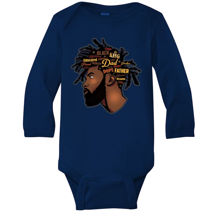 Happy Father's Day Black African American Dad Baby Long Sleeve Bodysuit