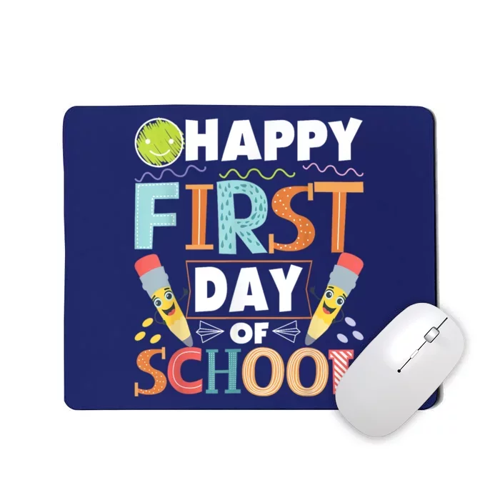 Happy First Day Of School Teacher Student Kindergarten Mousepad