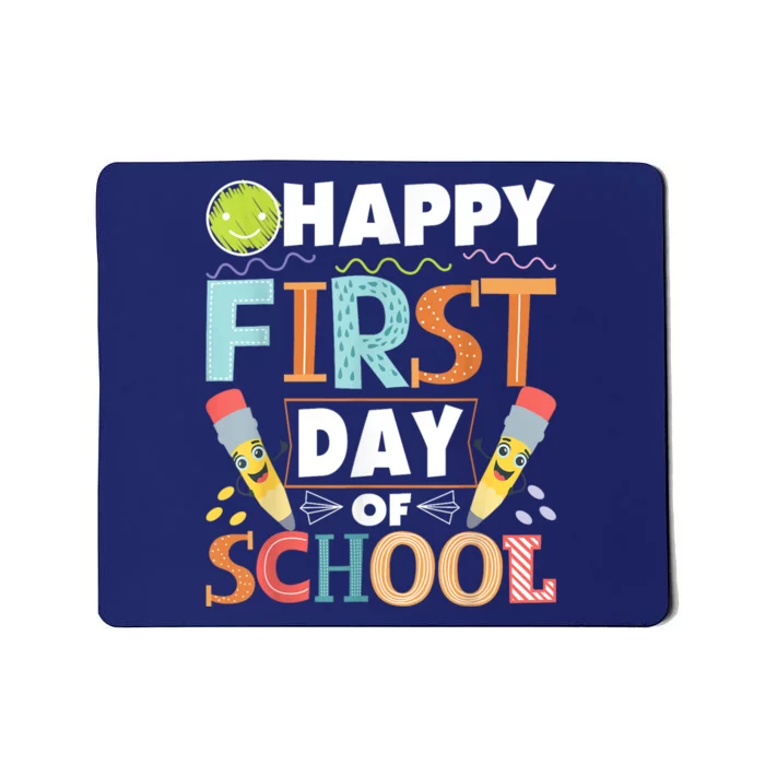 Happy First Day Of School Teacher Student Kindergarten Mousepad