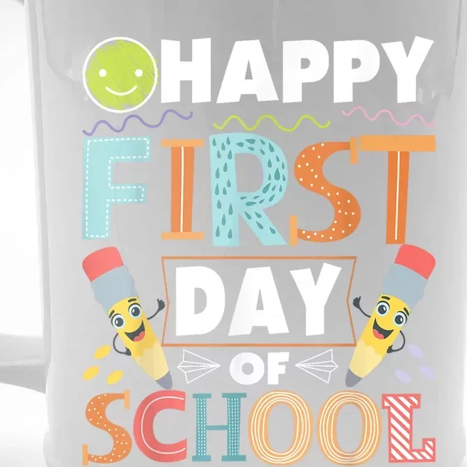 Happy First Day Of School Teacher Student Kindergarten Front & Back Beer Stein