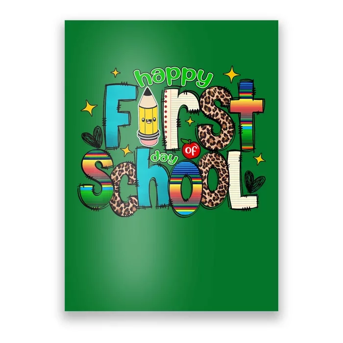 Happy First Day Of School Back To School Teacher Girl Boy Poster