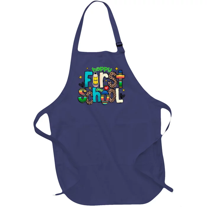 Happy First Day Of School Back To School Teacher Girl Boy Full-Length Apron With Pocket