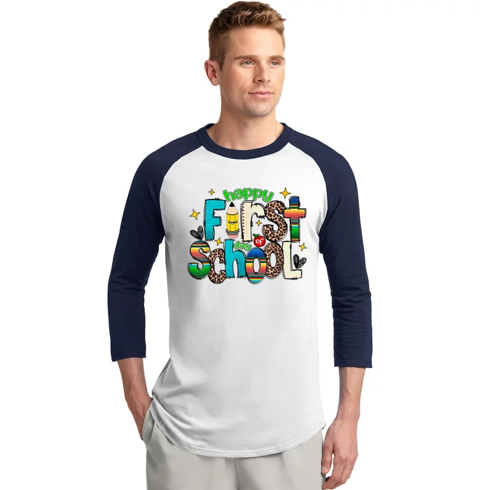 Happy First Day Of School Back To School Teacher Girl Boy Baseball Sleeve Shirt