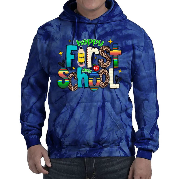 Happy First Day Of School Back To School Teacher Girl Boy Tie Dye Hoodie