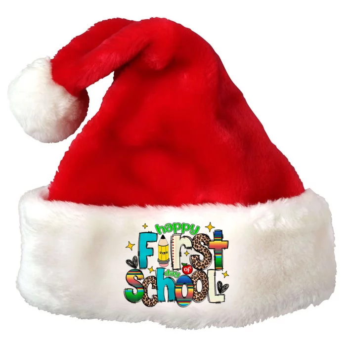 Happy First Day Of School Back To School Teacher Girl Boy Premium Christmas Santa Hat