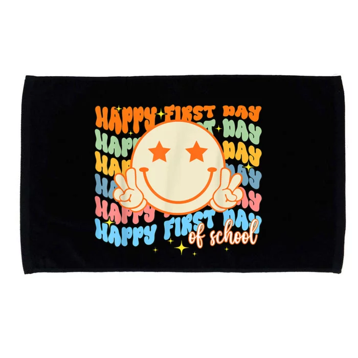 Happy First Day Of School Hippie Face Back To School Teacher Microfiber Hand Towel