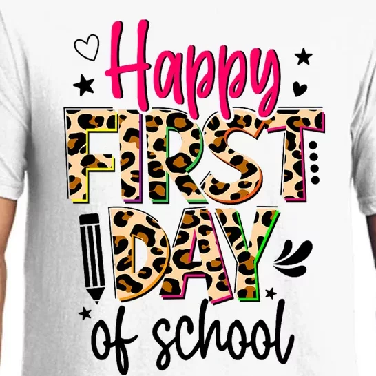 Happy First Day Of School Leopard Back To School Teacher Pajama Set