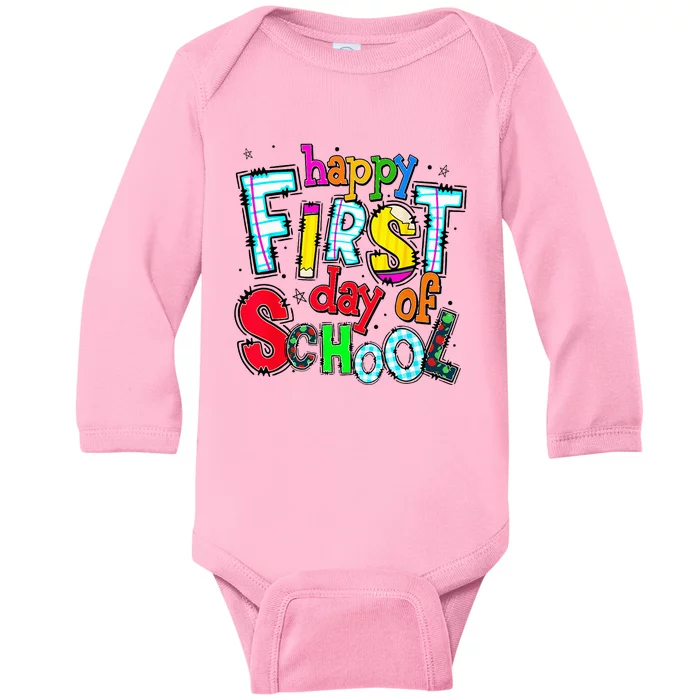 Happy First Day Of School Gifts Students Teachers Baby Long Sleeve Bodysuit