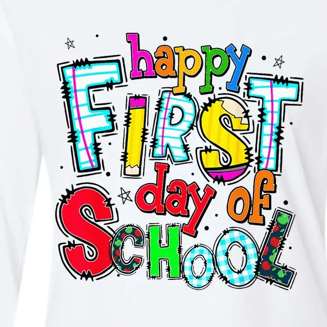 Happy First Day Of School Gifts Students Teachers Womens Cotton Relaxed Long Sleeve T-Shirt