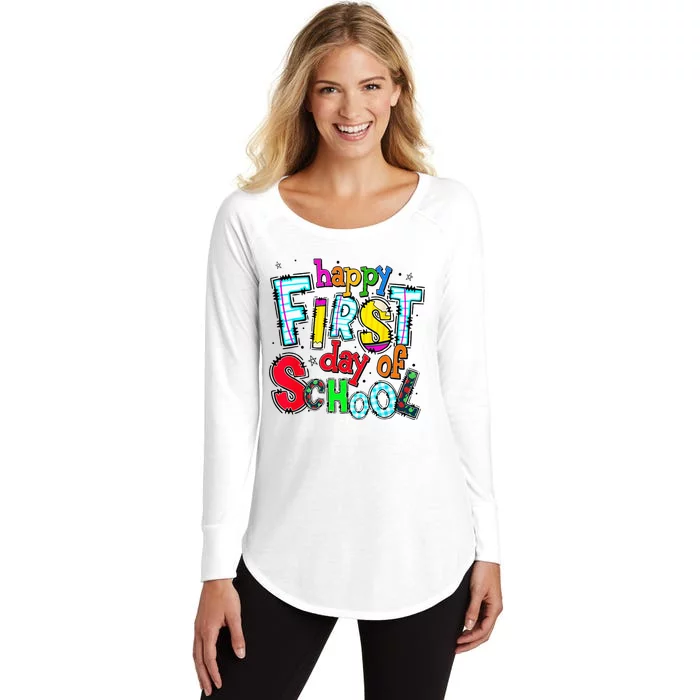 Happy First Day Of School Gifts Students Teachers Women's Perfect Tri Tunic Long Sleeve Shirt