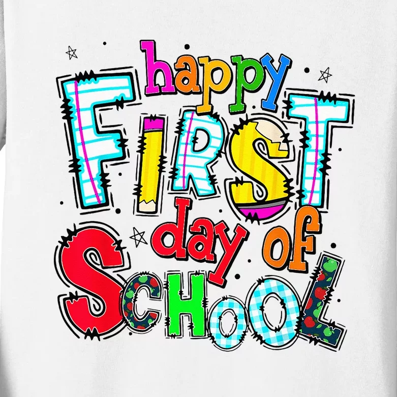 Happy First Day Of School Gifts Students Teachers Kids Long Sleeve Shirt