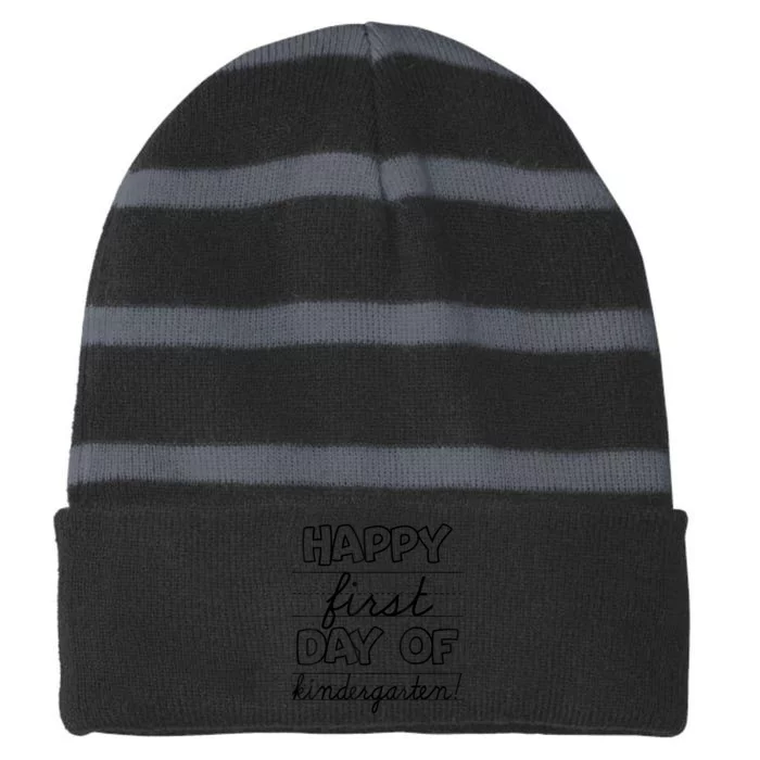 Happy First Day Of Kindergarten Kids Back To School Teachers Striped Beanie with Solid Band