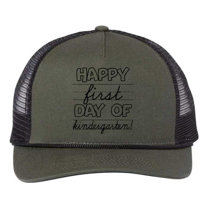 Happy First Day Of Kindergarten Kids Back To School Teachers Retro Rope Trucker Hat Cap