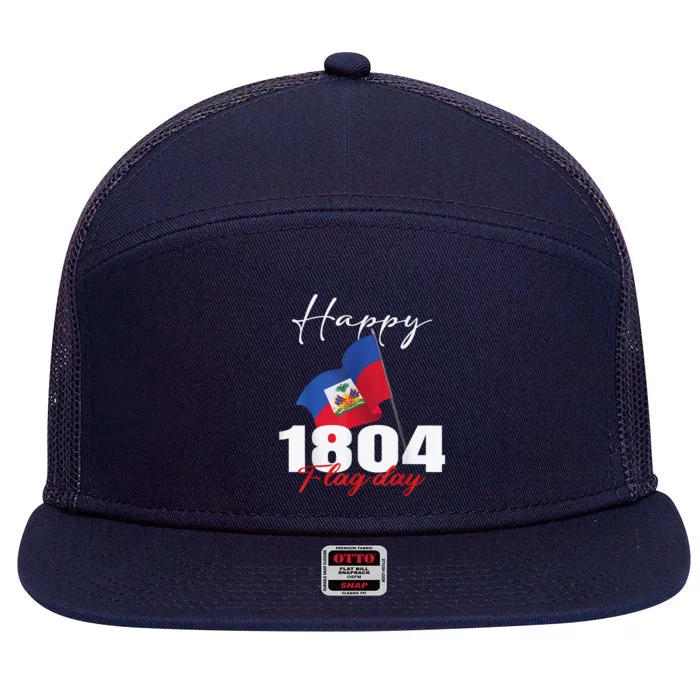 Haitian Flag Day Haiti 1804 For Proud Haitian 7 Panel Mesh Trucker Snapback Hat