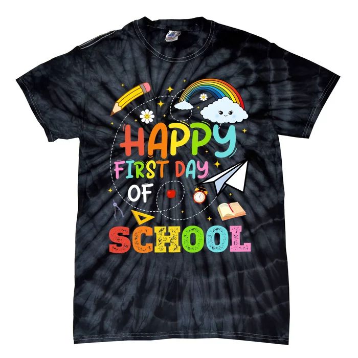 Happy First Day Of School Kindergarten Teacher Back To School Tie-Dye T-Shirt