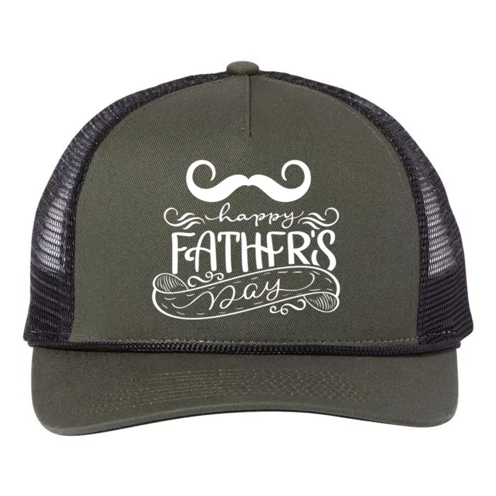 Happy Father's Day Dad Mustache Retro Rope Trucker Hat Cap