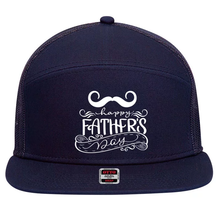 Happy Father's Day Dad Mustache 7 Panel Mesh Trucker Snapback Hat