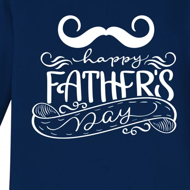 Happy Father's Day Dad Mustache Baby Long Sleeve Bodysuit