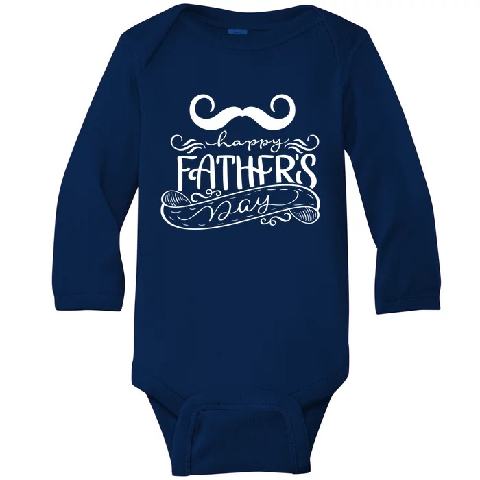 Happy Father's Day Dad Mustache Baby Long Sleeve Bodysuit