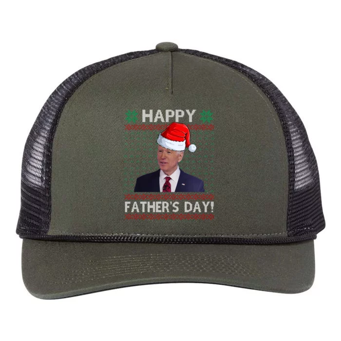 Happy Father's Day Funny Joe Biden Christmas Retro Rope Trucker Hat Cap