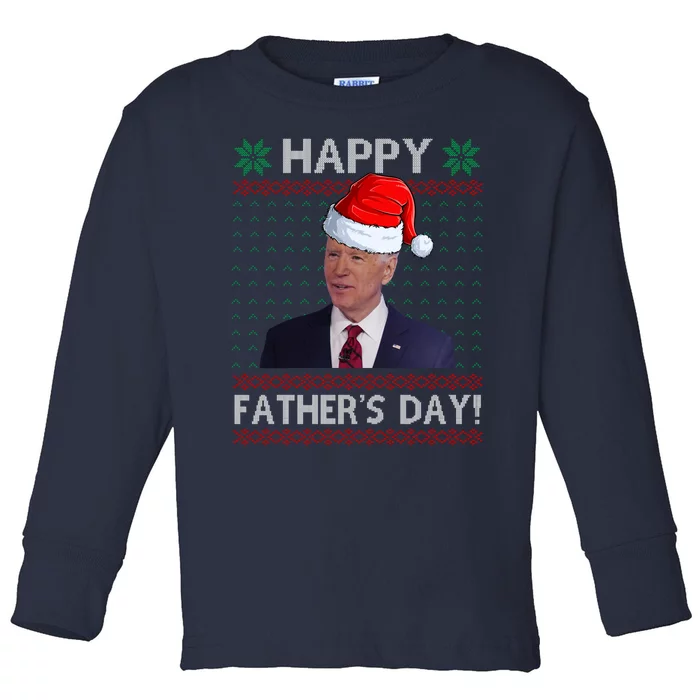 Happy Father's Day Funny Joe Biden Christmas Toddler Long Sleeve Shirt