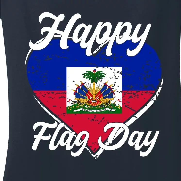 Happy Flag Day 1804 Haiti Haitian Independence Women's V-Neck T-Shirt