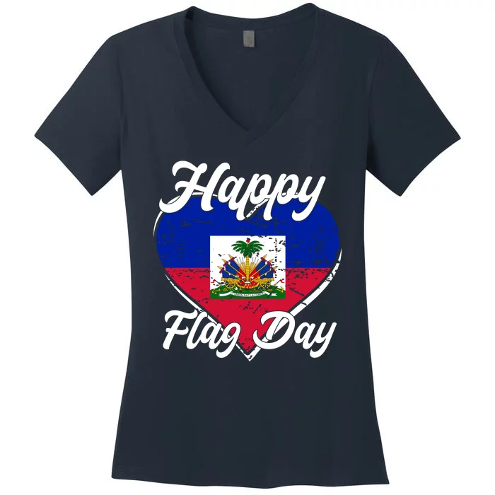 Happy Flag Day 1804 Haiti Haitian Independence Women's V-Neck T-Shirt