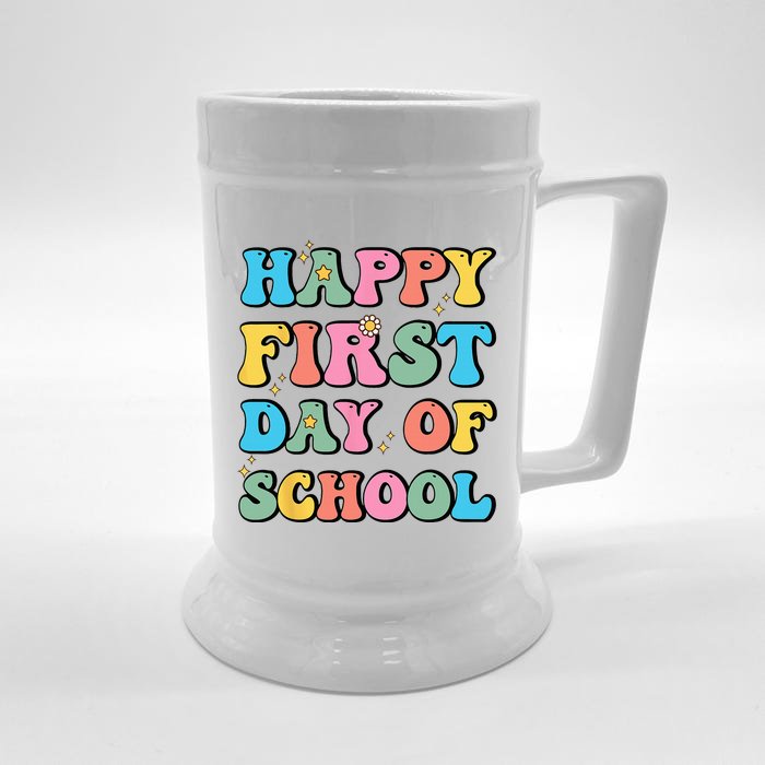 Happy First Day Of School Teachers Back To School Front & Back Beer Stein