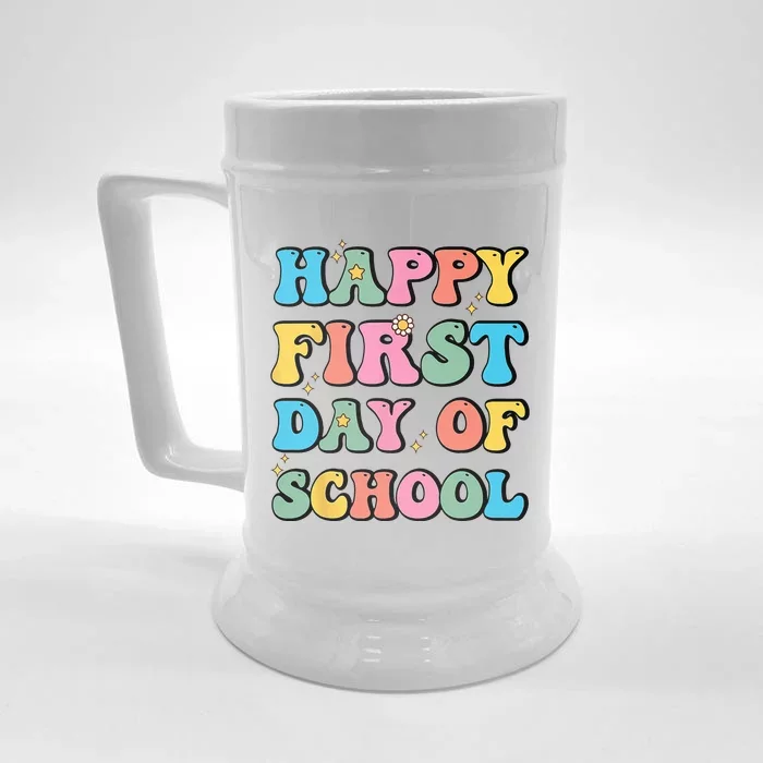 Happy First Day Of School Teachers Back To School Front & Back Beer Stein