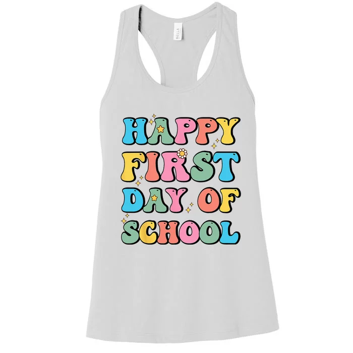 Happy First Day Of School Teachers Back To School Women's Racerback Tank