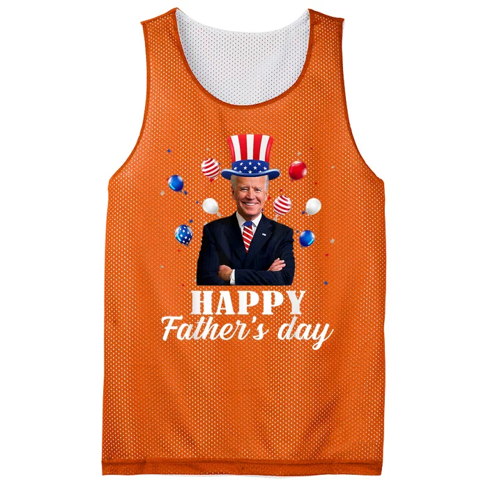 Happy Fathers Day 4th Of July Anti Joe Biden Support Trump Mesh Reversible Basketball Jersey Tank