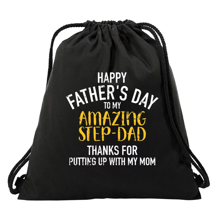 Happy father's day step dad Drawstring Bag